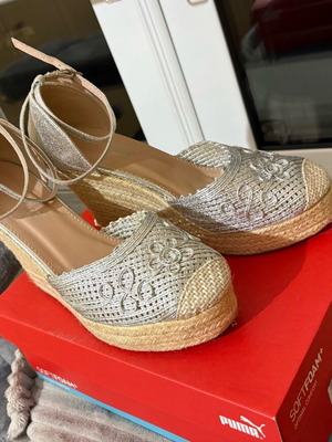Silver platform sandals size 40 new