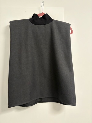 Blouse with Padded Shoulders Like New, Black and Grey
