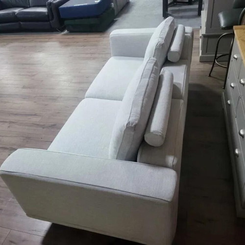 Designer gray fabric sofa three-seater new with metal legs