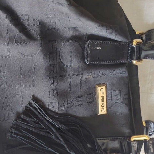 GF Ferre Vintage Shoulder Bag black satin texture used