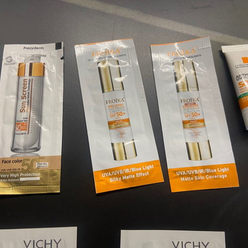 Sunscreen cream samples new, pack of 10, 2ml each, Vichy, Frezyderm, La Roche-Posay, Froika