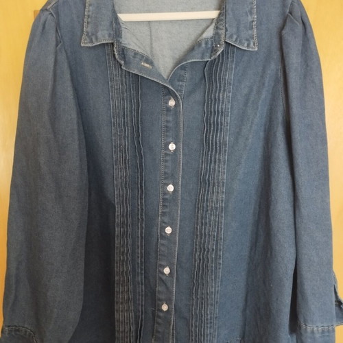 Denim blouse for plus size women, size XXXL, blue