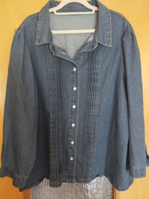 Denim blouse for plus size women, size XXXL, blue