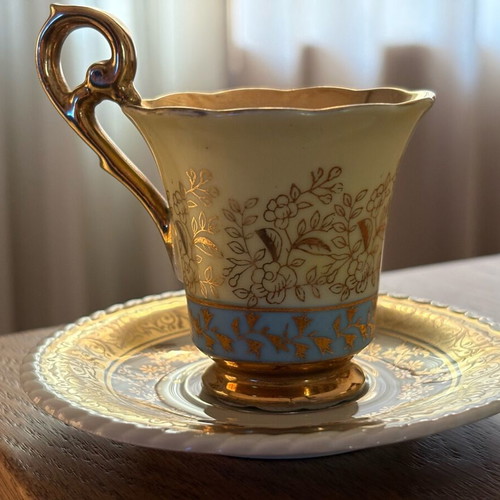 Porcelain vintage cup and saucer Bavaria RW used with floral decoration