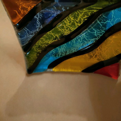 Glass ashtrays used, set of 2, colored 7.5 × 7.5 cm