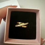 Pandora K14 gold plated triple ring with cubic zirconia