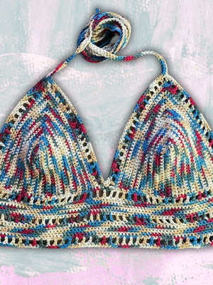Handmade Crop Top Candy Coast size M colorful cotton