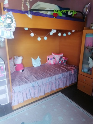 Bunk bed like new, 25mm MDF beech wood, ladder and metal guards