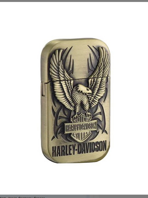 Harley-Davidson metal kerosene lighter bronze embossed