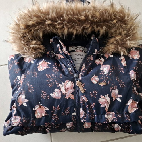 Minymo parka for girl size 128, like new, floral design
