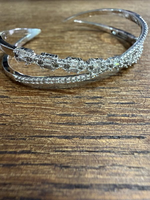 Bracelet hinged stainless steel with zirconia, new, silver color