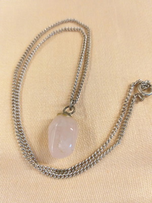 Short necklace used with pink quartz teardrop pendant