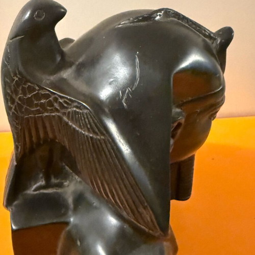 Egyptian Pharaoh bust used, black stone