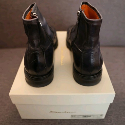 Santoni blue calf leather boots new