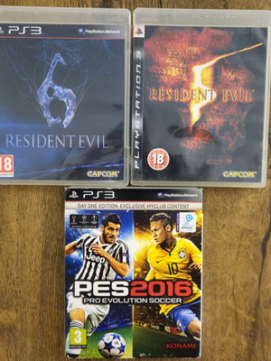 PS3 game pack with Resident Evil 5, Resident Evil 6, PES 2016