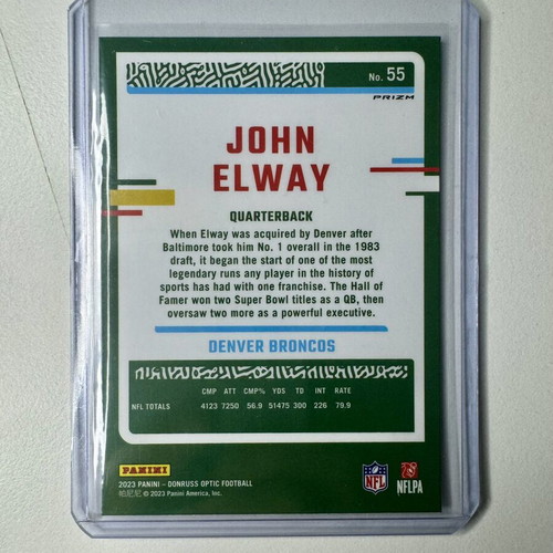 2023 Panini Donruss Optic Football John Elway Silver Holo Prizm #55 Broncos new