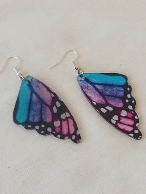Butterfly Wing Earrings new, colorful plexiglass