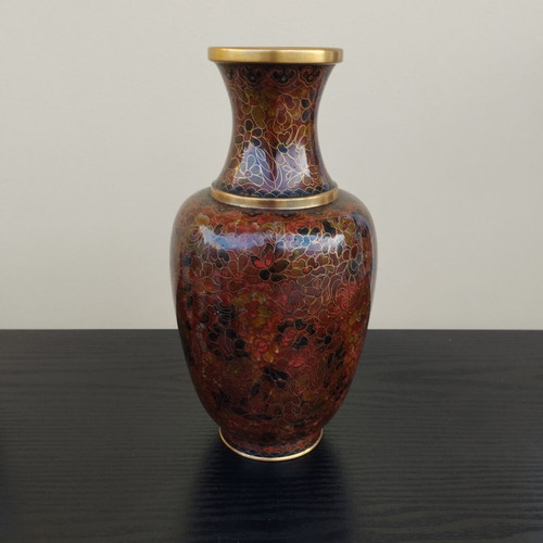 Cloisonne vintage decorative vase like new with metal
