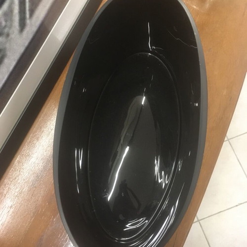 Oval glass vase new, quite heavy, hand-blown