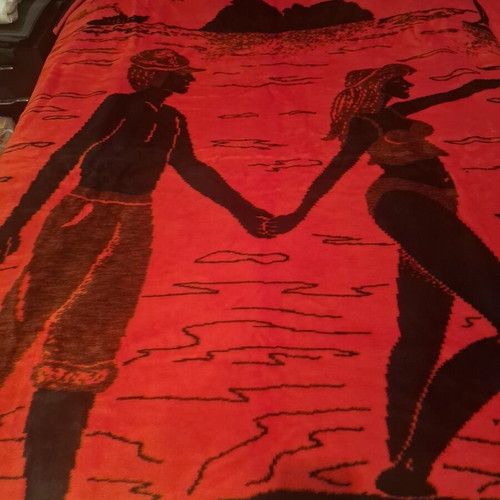Vintage velour blanket Naoussa double-sided, like new, made in Greece
