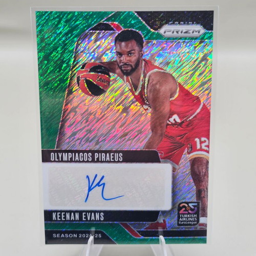 Keenan Evans 2024-25 Panini Prizm EuroLeague Signatures Green Shimmer Prizm /25
