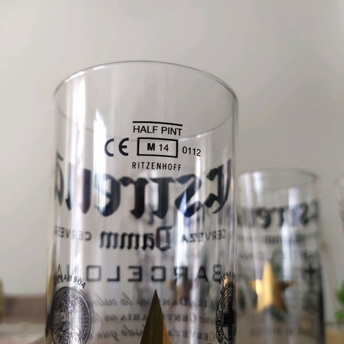 Estrella beer glasses new, 2x400ml & 2x300ml Ritzenhoff crystal