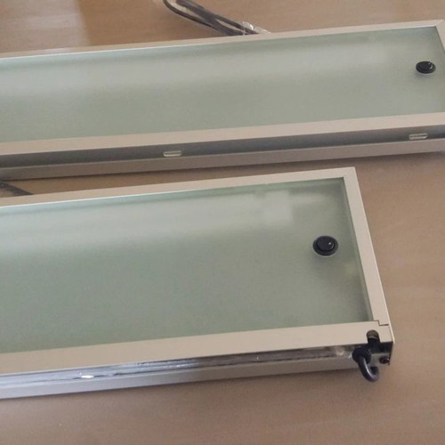 Aluminum and Glass Shelves with Lighting, New, Two Sizes