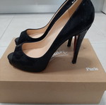 Christian Louboutin μαύρες γόβες με ανοιχτά δάχτυλα σαν καινούργιες, τακούνι 12cm