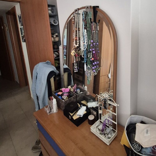 Double bed 200×160 with 2 nightstands, dresser, mirror, used