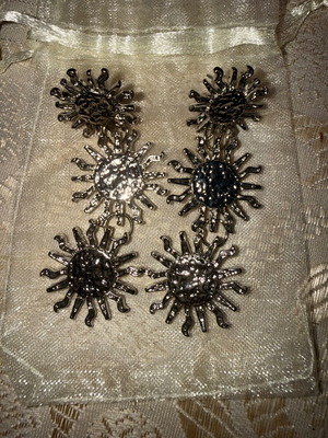 Handmade silver sun motif dangling earrings new