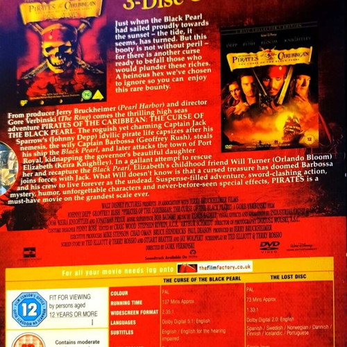 DVD Pirates of the Caribbean The Curse of the Black Pearl used, special edition, 3 disc set