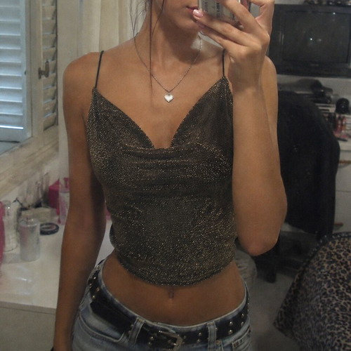 Evening top glitter gold new, medium large