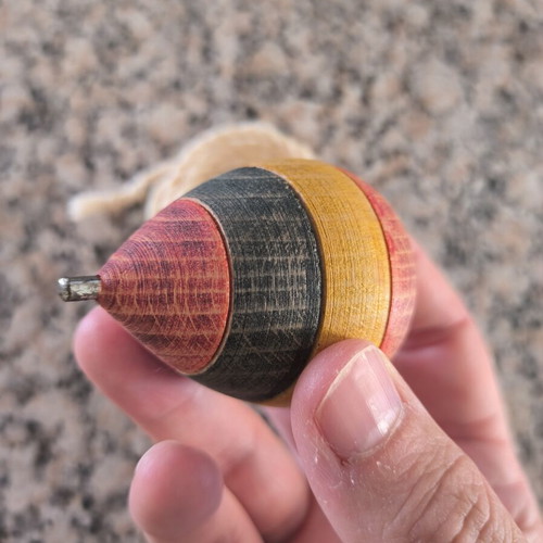 Vintage wooden spinning top, handmade