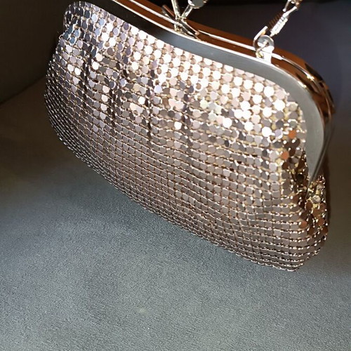 Vintage Max Factor handbag used, crossbody, gold