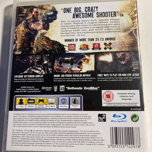 Rage for PlayStation 3 used