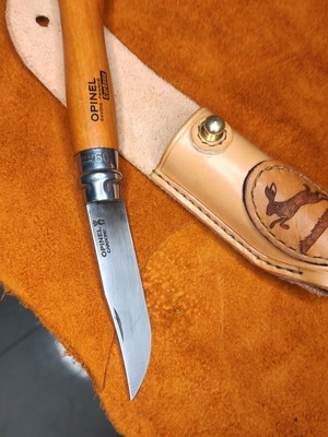 Opinel N9 με δερμάτινη χειροποίητη θήκη καινούργιο