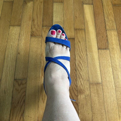 Two pairs of used sandals size 39, black and blue