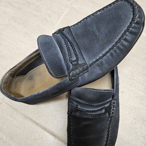 Geox men's suede loafers used, grey, size 43, leather insole