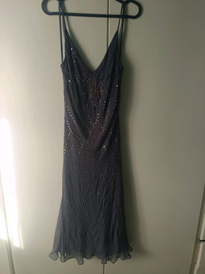 Celestino dress gray embroidered with rhinestones new, lined