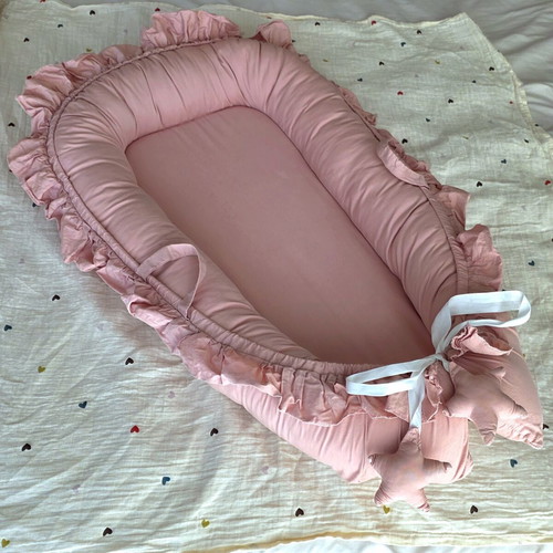 Pink Baby Nest Cocoon like new with pillow and adjustable straps