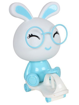 Keskor Children's Decorative Blue Bunny Table Lamp with Scooter