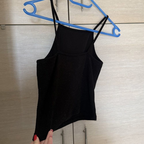 Bershka Elastic Black Soft Crop Tank Top Open Back like new