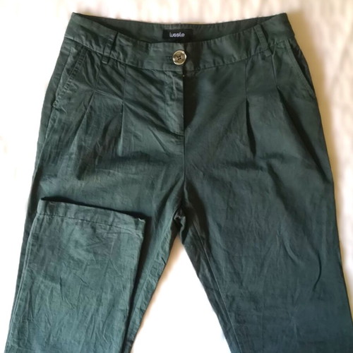 Lussile office pants, green gabardine fabric