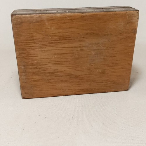 Vintage Handmade Wooden Box with Mother-of-Pearl Mosaic, used