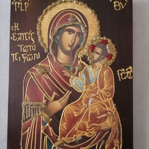 Icon of Panagia Vrefokratousa The Hope of the Faithful on Wood like new