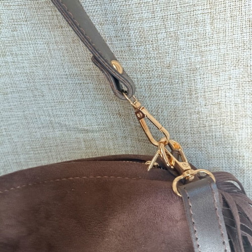 Brown Boho Crossbody Bag with Fringe, New