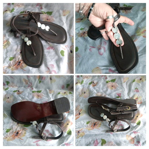 Saint Tropez sandals in natural leather with royal abalone, like new