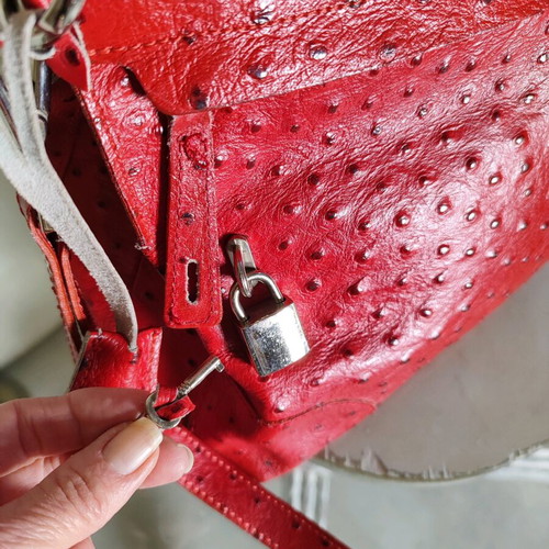 Leather vintage shoulder and handbag red like new Italy