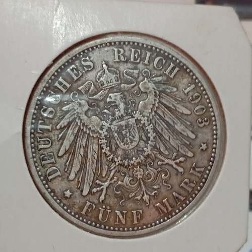 Otto of Bavaria silver coin 5 Mark 1903 used