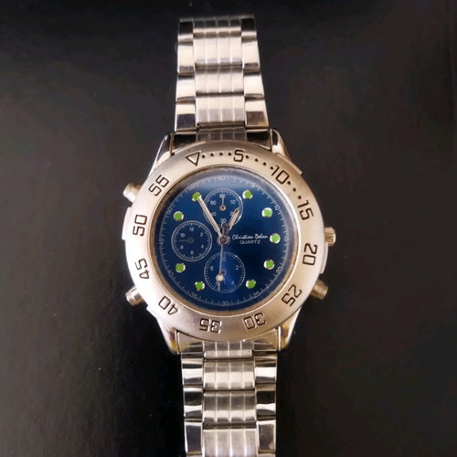 Christian Delon Quartz men's wristwatch, turquoise, chronograph